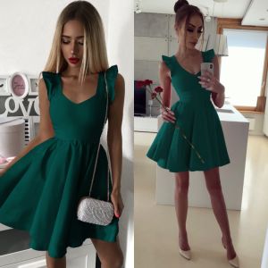 Spring Women's V-neck Large Skirt Skirt Ruffle Sleeve Dress