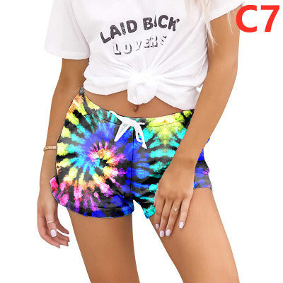 summer women's new tie-dye shorts comfortable home casual sports shorts