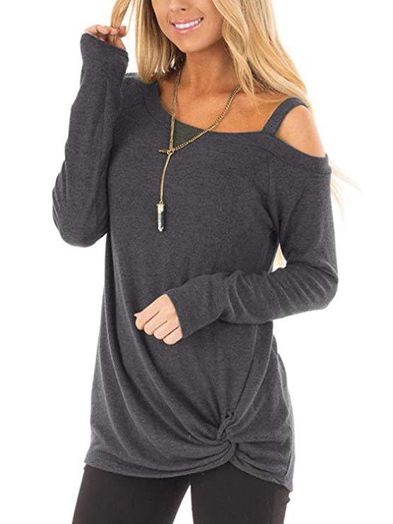 autumn and winter new long-sleeved stitching knotted solid color sweater