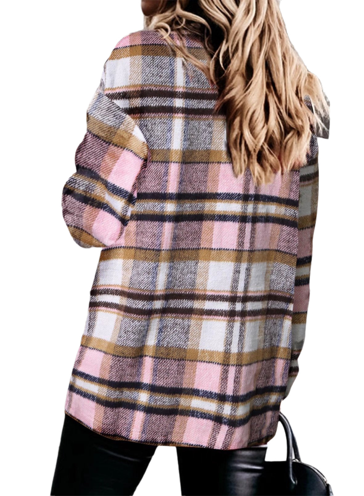 Womens Flannel Plaid Button Down Shirts Boyfriend Long Sleeve Oversized Blouses Tops