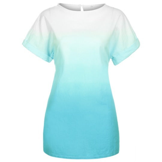 summer new women's gradient short-sleeved dress