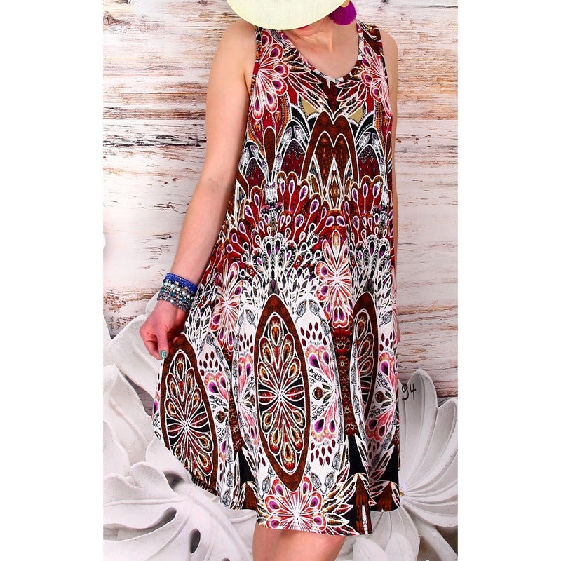 Summer Women's Color Print Sleeveless Dress