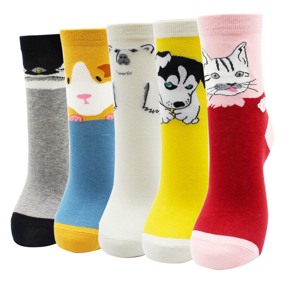 10 Pairs Fashion Colorful Kawaii Cute Cartoon Cotton Women Socks Harajuku Korean Halloween Cat Dog Owl Duck Fox Girl Socks