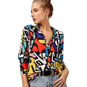 Blouses for Women Fashion; Casual Long Sleeve Button Down Shirts Tops; XS-3XL