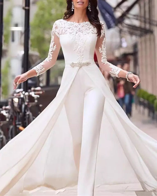 White Bridal Jumpsuit with Cape