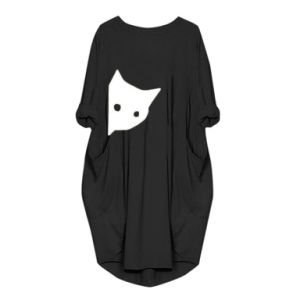 autumn and winter women's new casual loose pocket long-sleeved cartoon print dress