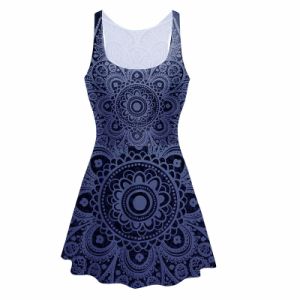 summer fashion large size women's printed sleeveless dress