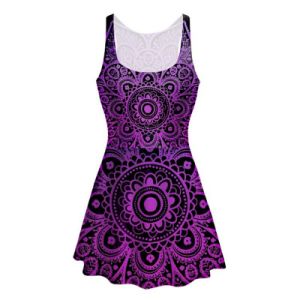 summer fashion large size women's printed sleeveless dress