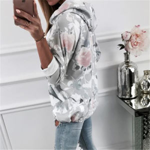 autumn and winter Europe and the United States new print long-sleeved hooded sweater coat women's clothing