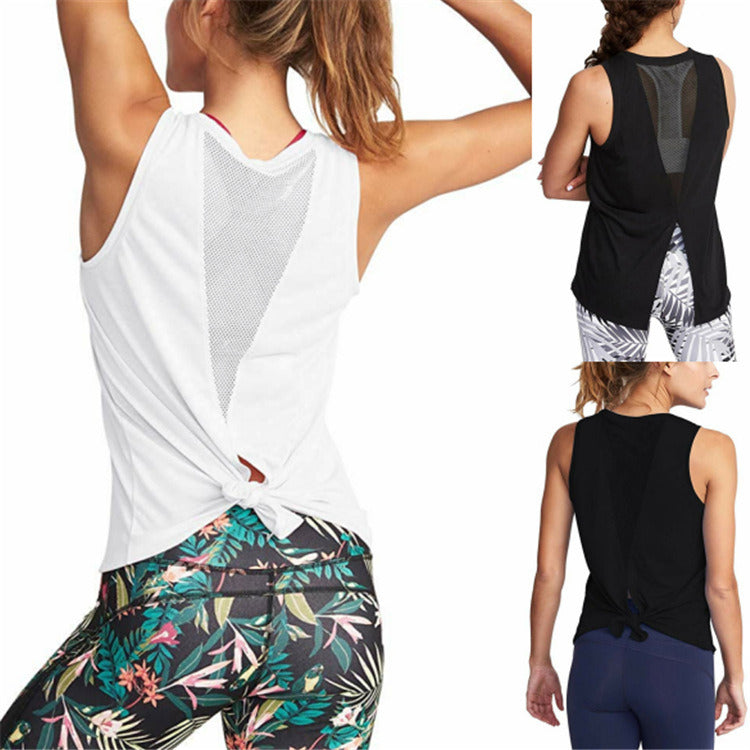 Europe and the United States new women's net sand stitching split vest yoga clothing