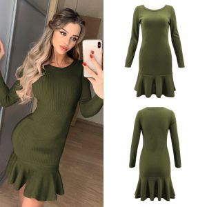 Autumn and Winter New Dress Women's Wooden Ear Long Sleeve Bottoming Skirt