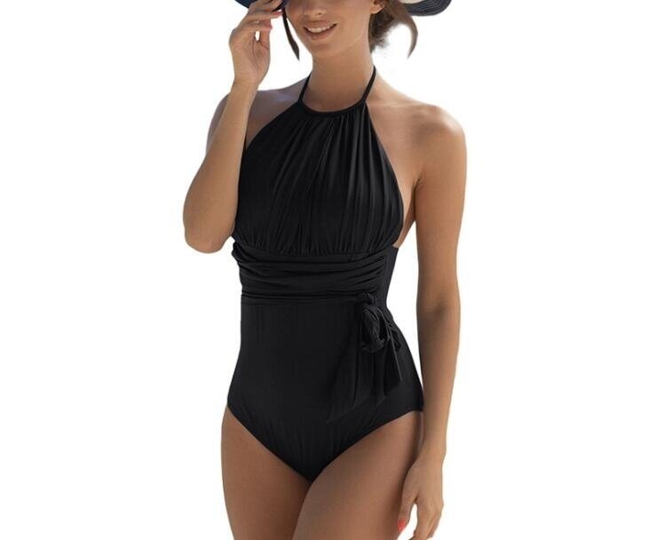 Women One Piece Swimsuits Plus Size High Neck V-Neckline Halter Mesh Monokini Bathing Suit