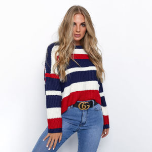 autumn and winter new sweater women round neck long sleeve stitching loose sweater top