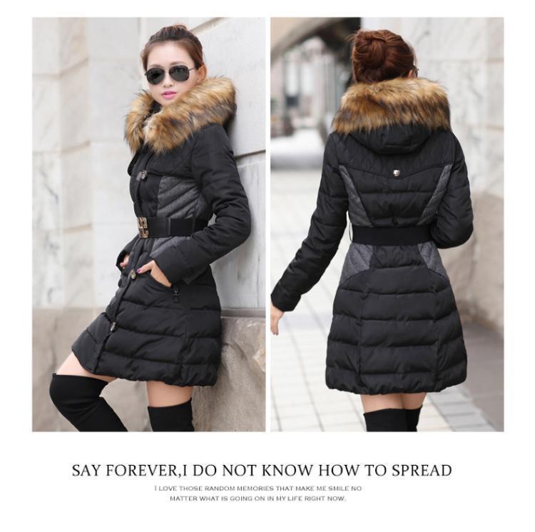 Women's coat winter clothes, long-length thickened cotton jacket, long-size cotton jacket, cap, Korean version, cotton suit wholesale