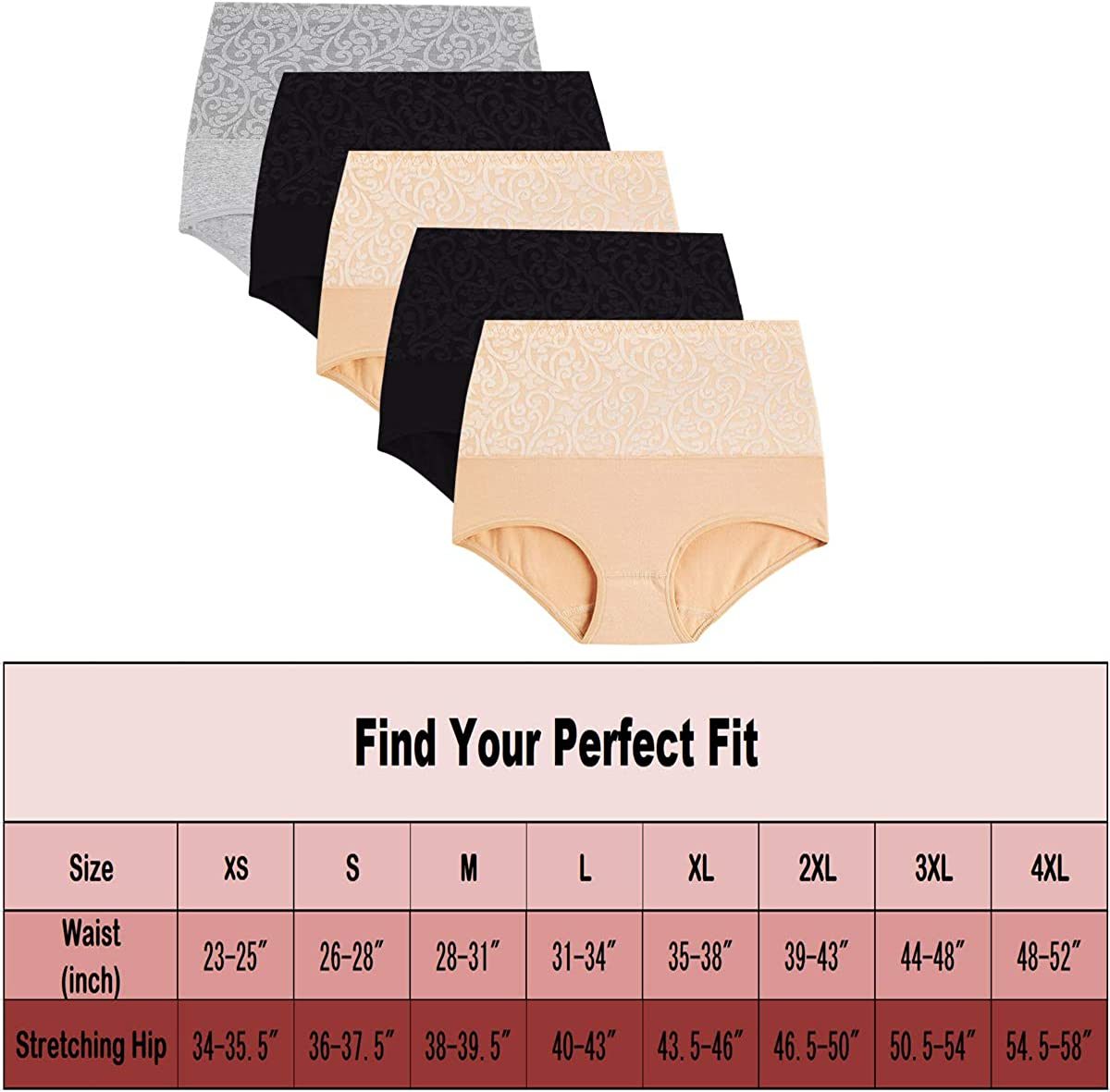 Women Underwear High Waist Cotton Briefs Ladies Panties Tummy Control Panty Full Coverage Multipack