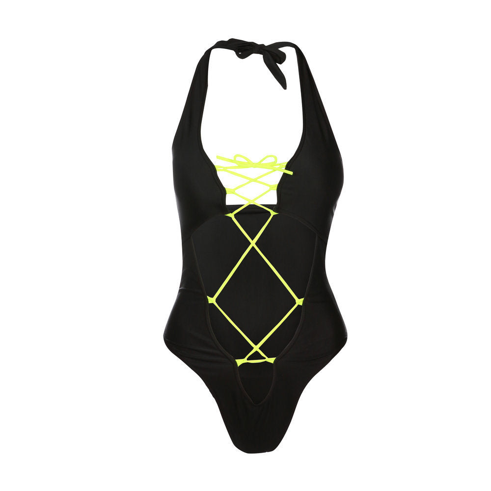 Europe and the United States new swimwear sexy strap design straps one-piece swimsuit