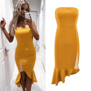 Spring and Summer Hot Tube Top Irregular Fishtail Dress