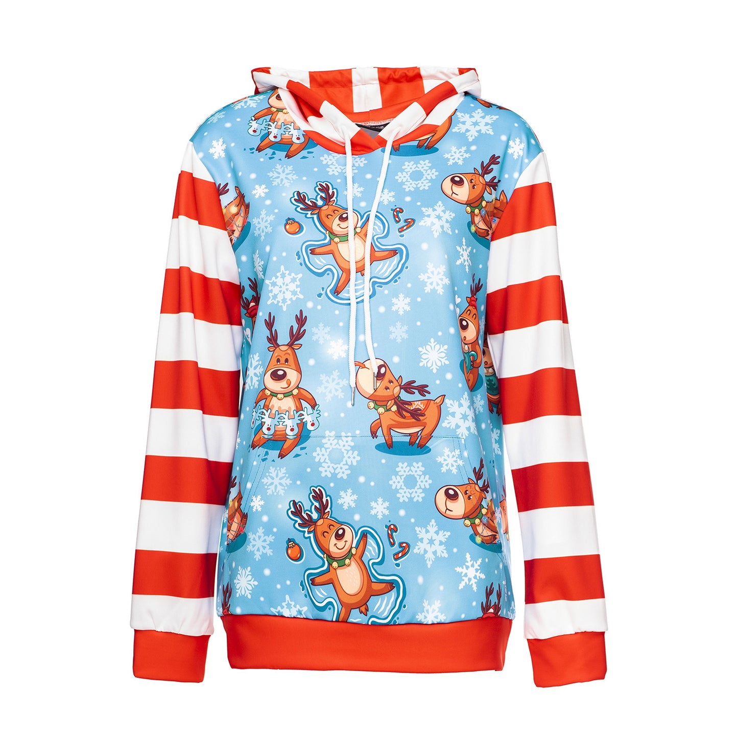 Christmas Costumes Loose Wild Clothes Elk Snowflake Print Women's Hooded Sweater