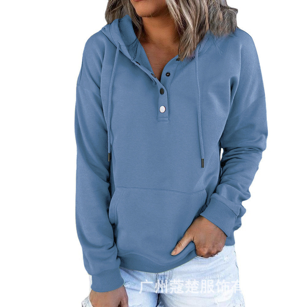 Women's Long Sleeve Loose Casual Hooded Drawstring Pocket Sweatshirt