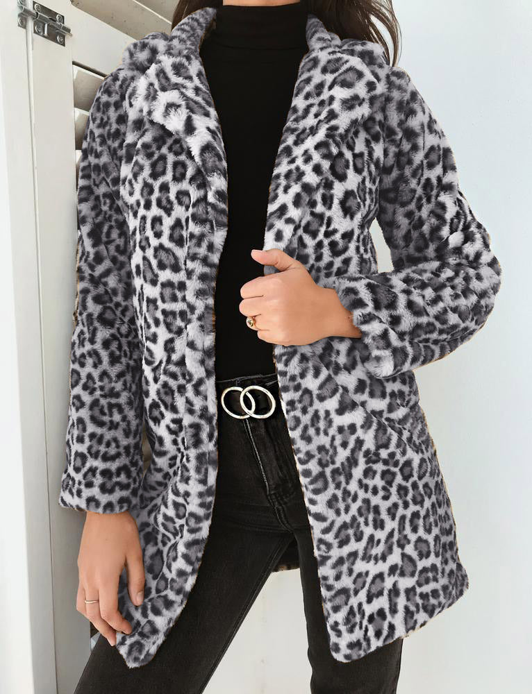 Autumn and winter hot explosion jacket sexy lapel cardigan plush slim jacket