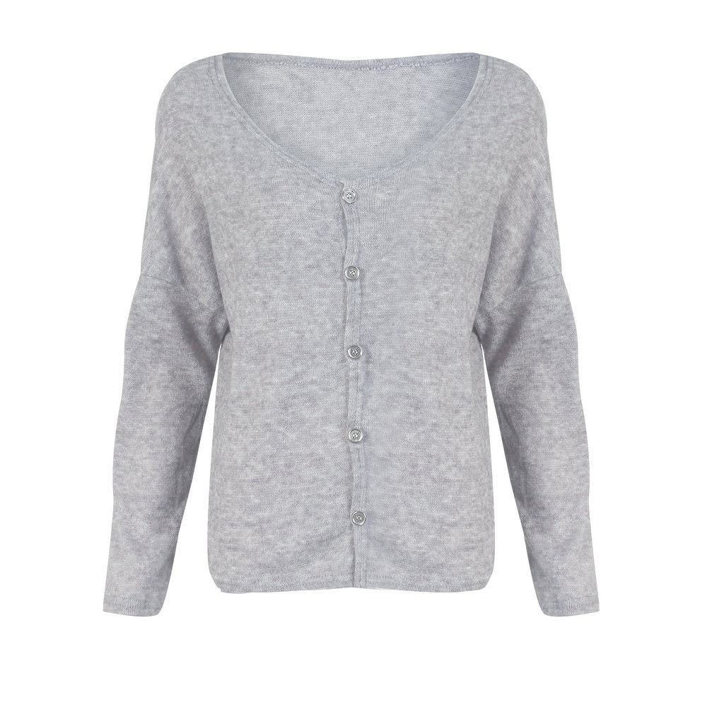 Autumn Sexy Top Sexy V-neck Cardigan Button Long Sleeved Top