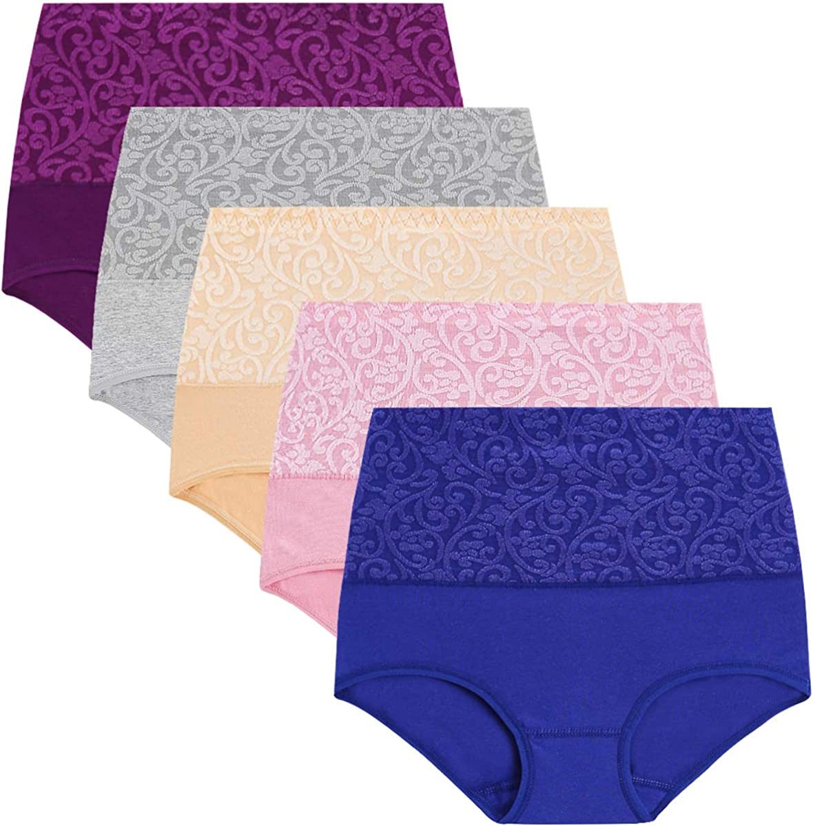 Women Underwear High Waist Cotton Briefs Ladies Panties Tummy Control Panty Full Coverage Multipack