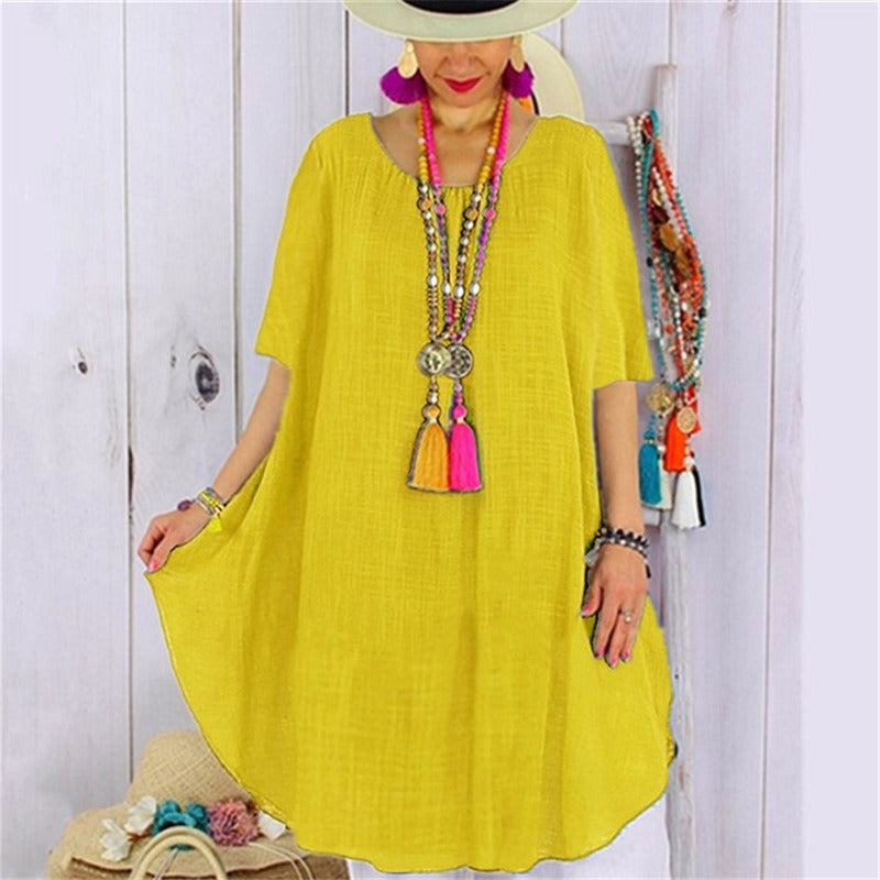 Autumn New Women's Loose Sleeves Irregular Dress