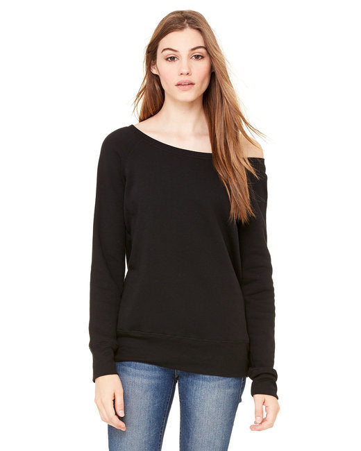 Ladies' Sponge Fleece Wide Neck Sweatshirt - DEEP HTHR/ BLACK - 2XL