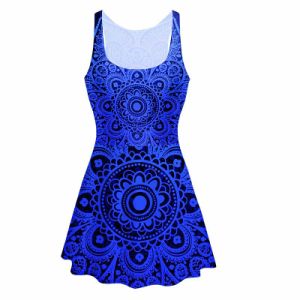 summer fashion large size women's printed sleeveless dress