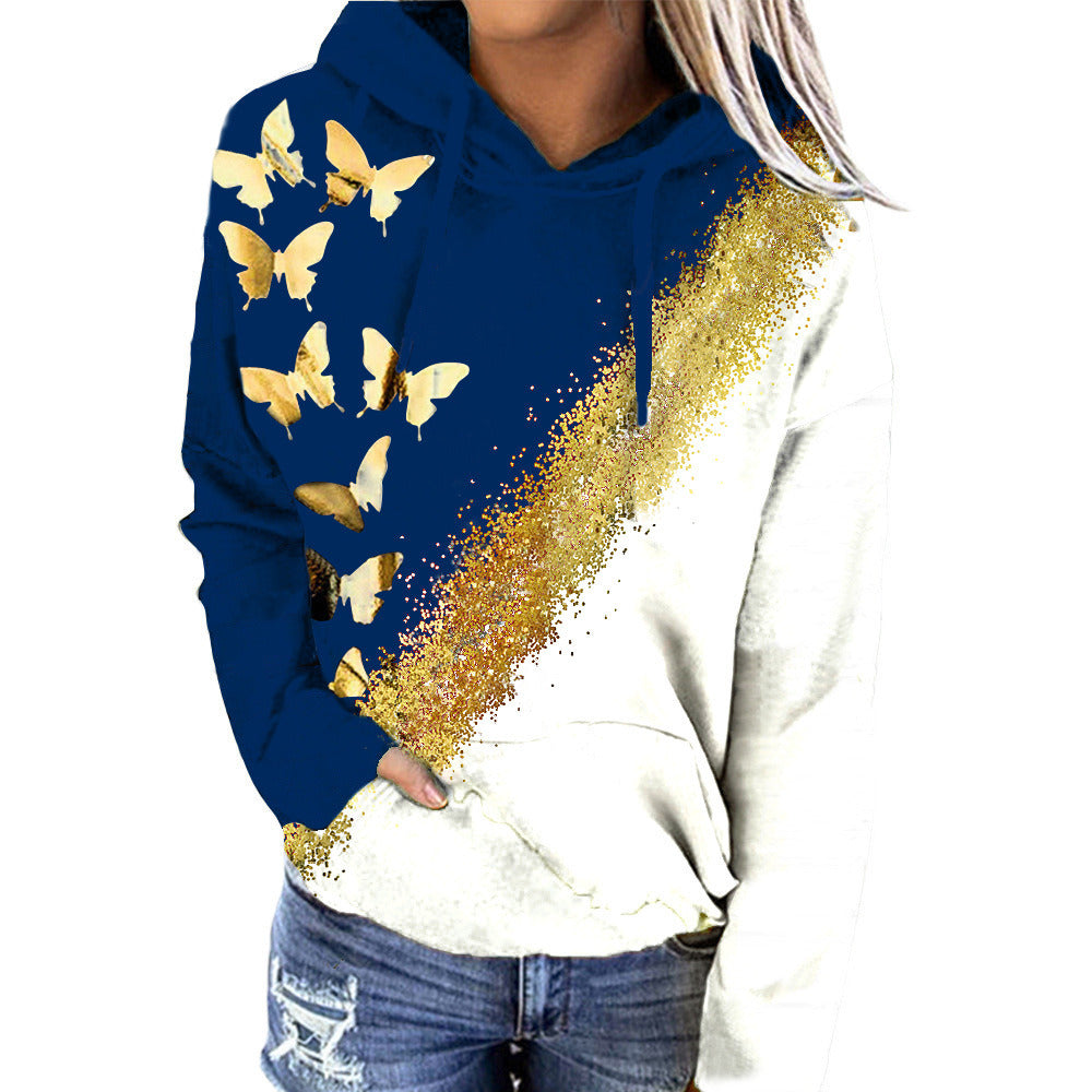 Women's Top Autumn and Winter New Bronzing Jacket Hooded Sweater