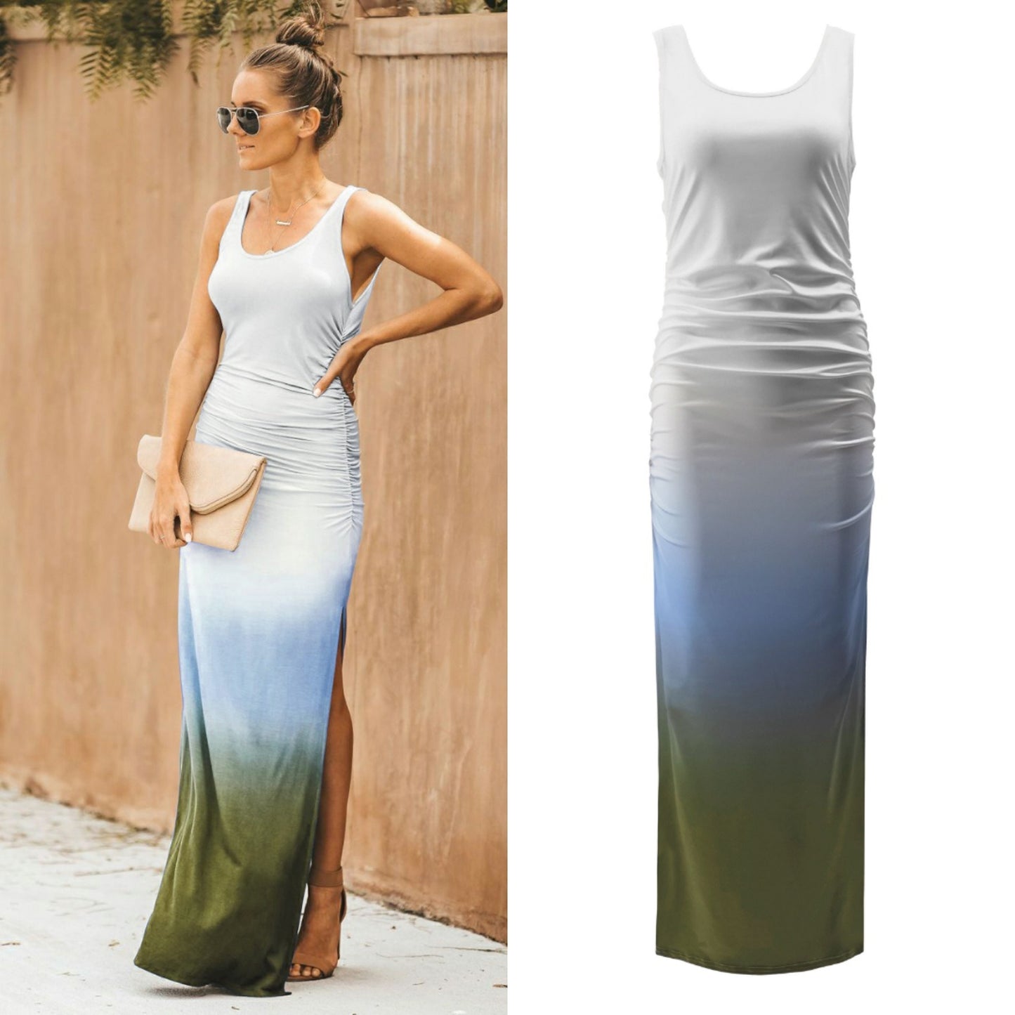 Women's Sleeveless Dress Gradient Split Dress