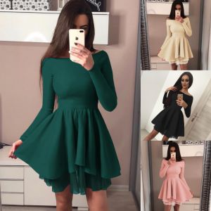 Spring New Women's Tutu Skirt Double Layer Long Sleeved Irregular Dress