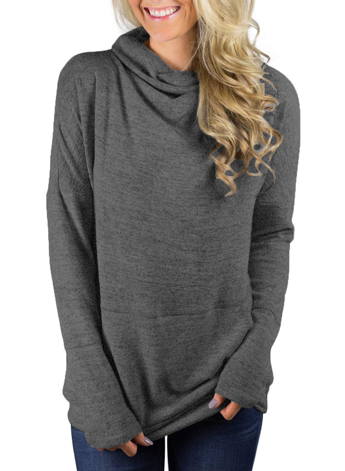 autumn and winter new half-high collar pockets solid color loose casual long section long-sleeved sweater