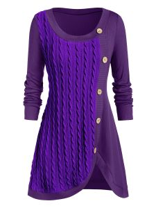 Plus Size Solid Jacquard Button Up Long Sleeve Dress; Women's Plus Medium Stretch Casual Dress