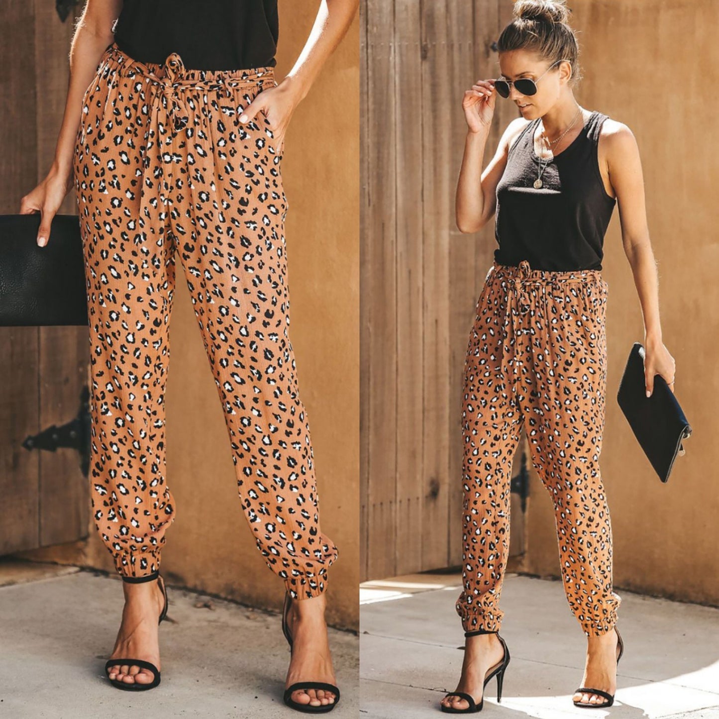 Best Selling Spring and Summer New Women's Leopard Print Loose Tie Casual Pants