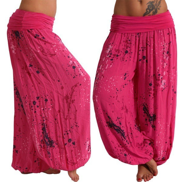 Summer New Digital Printing System Bandwidth Loose Leg Pants Women Casual Pants