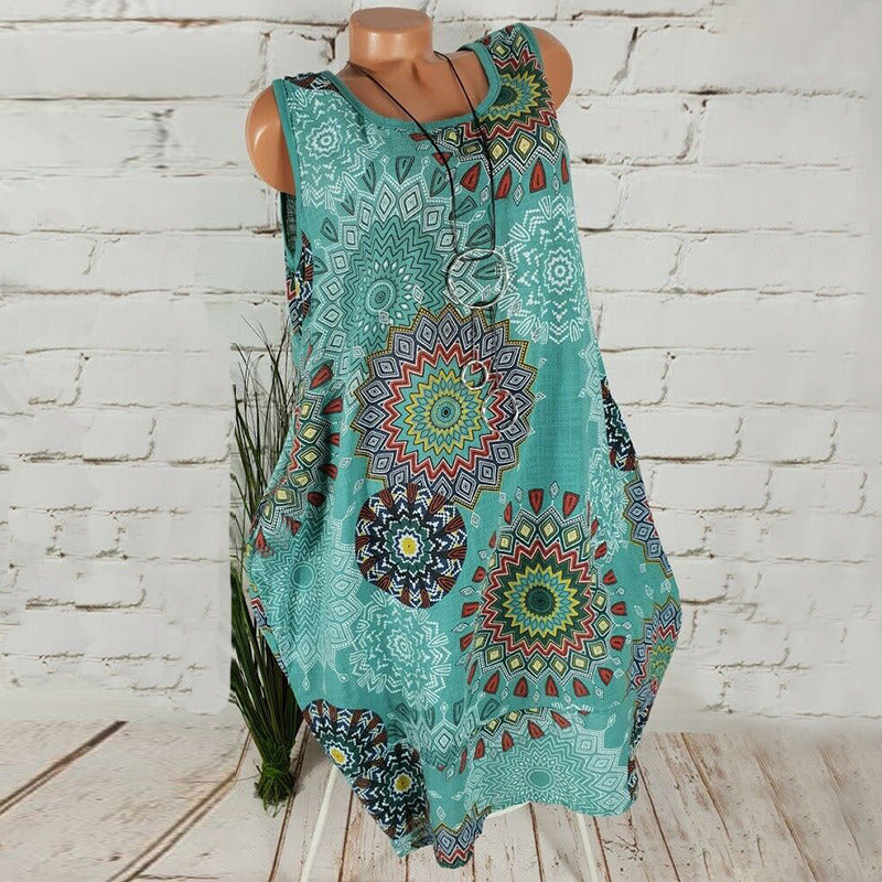 Women's Summer Loose Sleeveless Print Dress