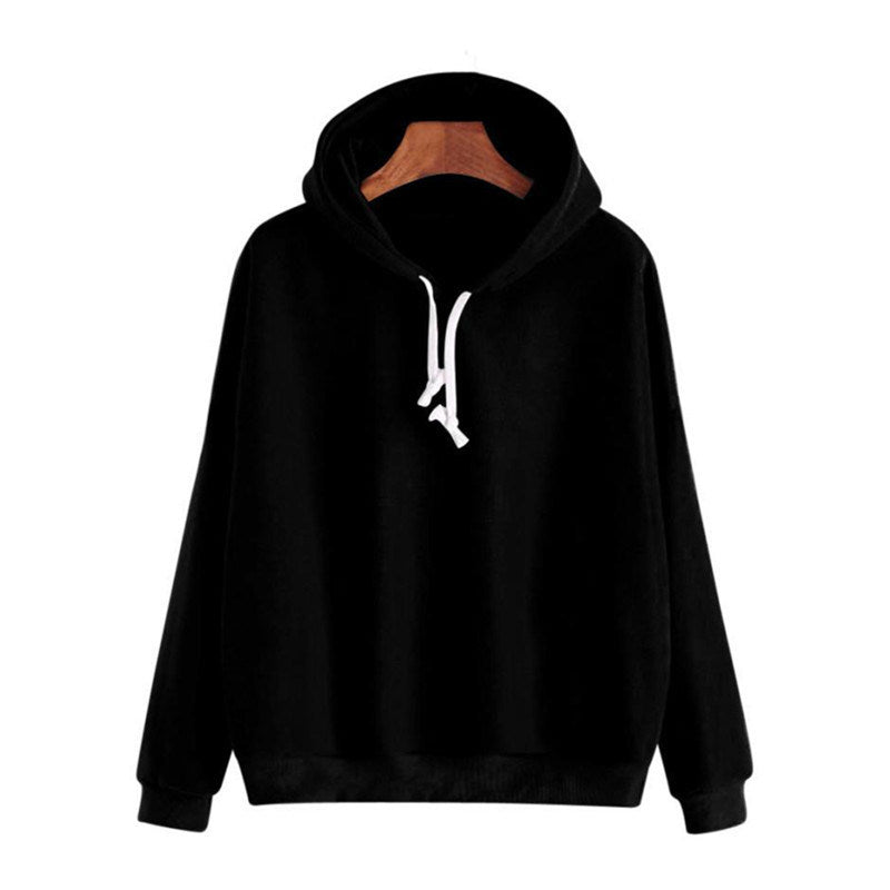 Women Casual Solid Color Hoodies Ladies Long Sleeve Casual Hooded Sweatshirts