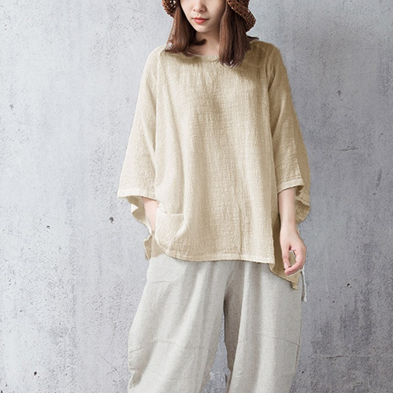 Casual Loose Batting Sleeve Solid Women Baggy Blouse