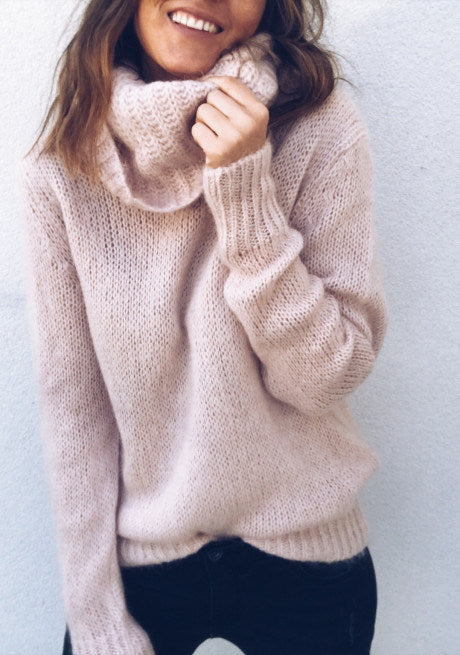 Winter Warm Sweater Solid Color High Neck Sweaters Knitted Pullover