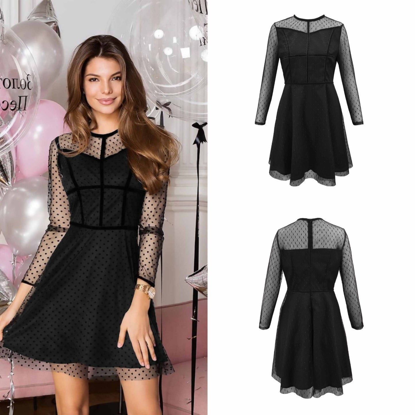 Best Selling Summer New Women's Mesh Polka Dot Dress