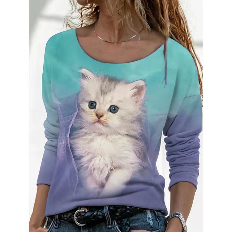 autumn new women's coat animal print long-sleeved t-shirt bottoming shirt