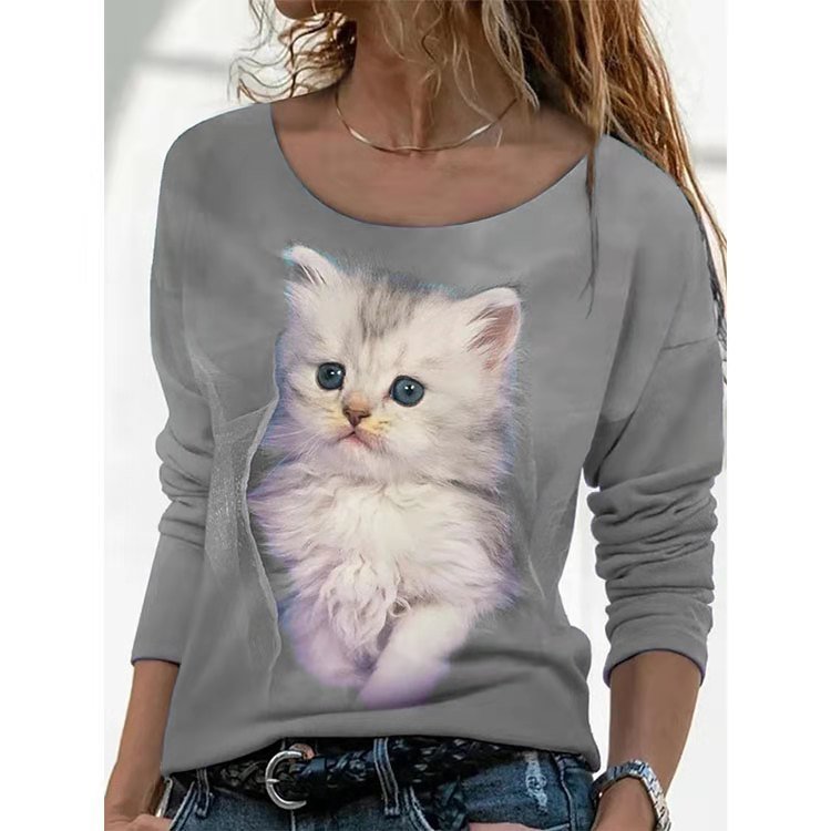 autumn new women's coat animal print long-sleeved t-shirt bottoming shirt