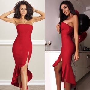 Spring and Summer Hot Tube Top Irregular Fishtail Dress