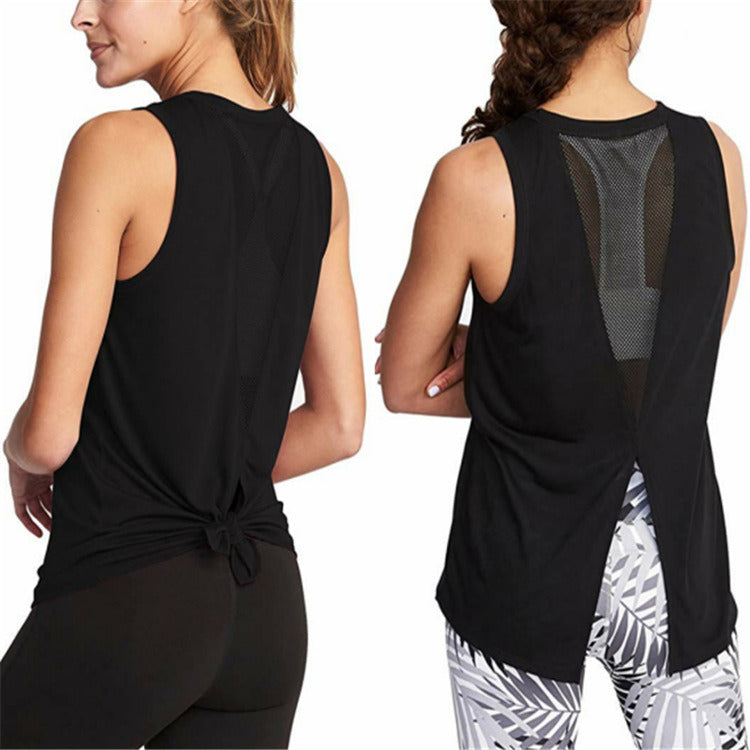 Europe and the United States new women's net sand stitching split vest yoga clothing