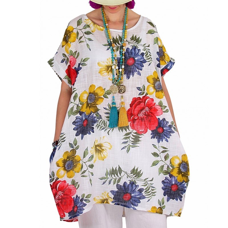 European and American women's fashion new flower print short-sleeved dress