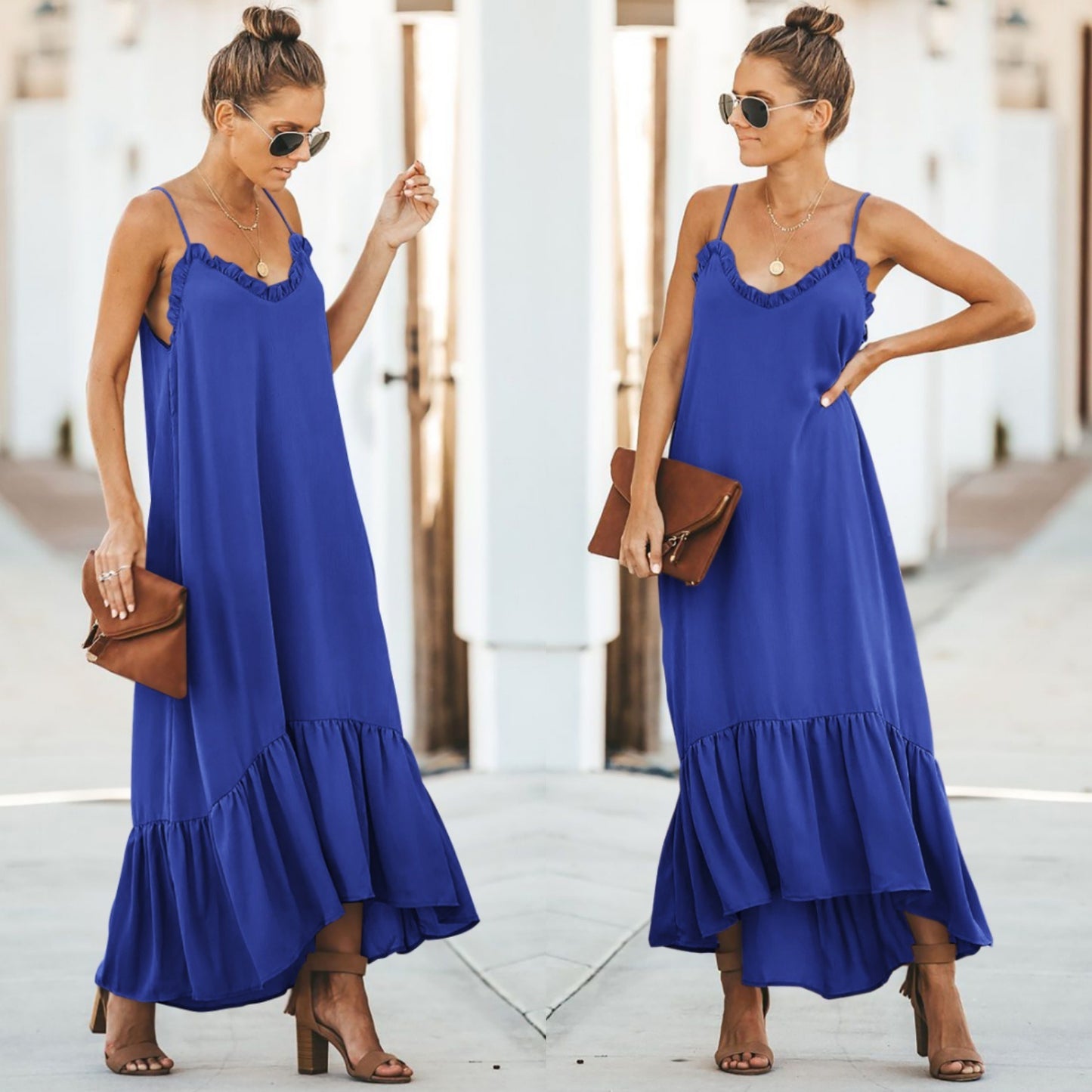 Best Selling Summer New Women's Sling Wooden Ear Sleeveless Dress