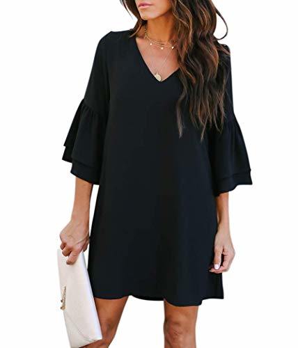 Women's Dress Sweet & Cute V-Neck Bell Sleeve Shift Dress Mini Dress