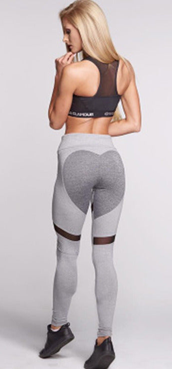 Explosive Ass Love Mesh Stitching Sports Yoga Leggings