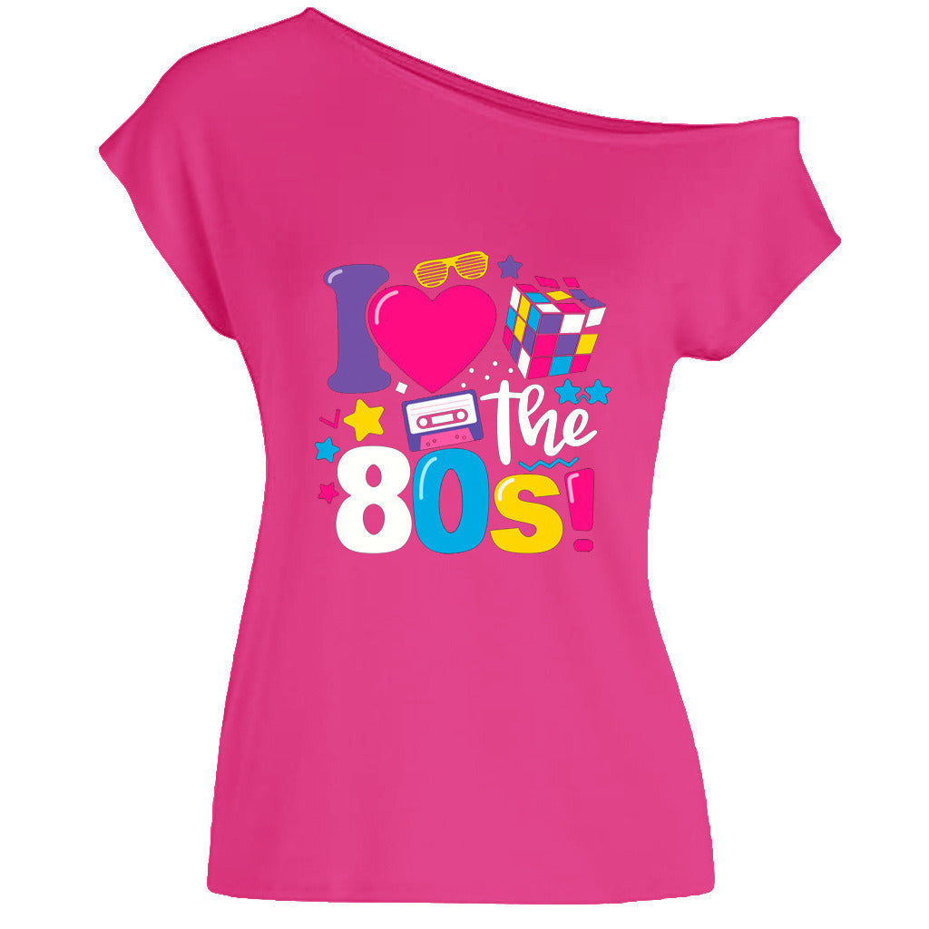 2022 summer I love 80's letter love cube radio print feelings diagonal collar T-shirt